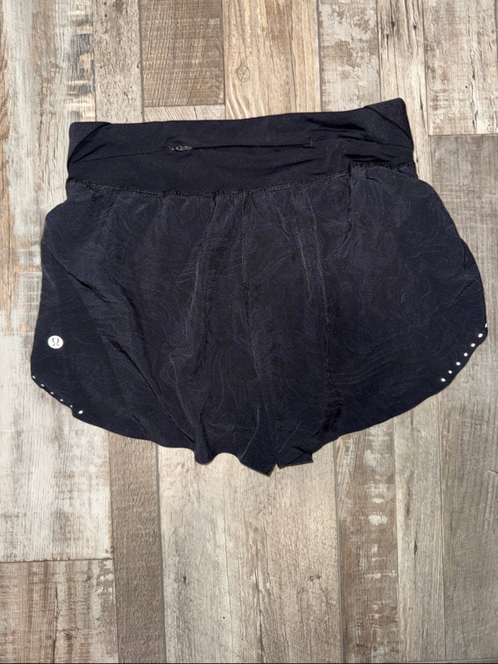 lululemon athletica Black Curved Hem Athletic Shorts with Reflective Accent - Picture 2 of 3